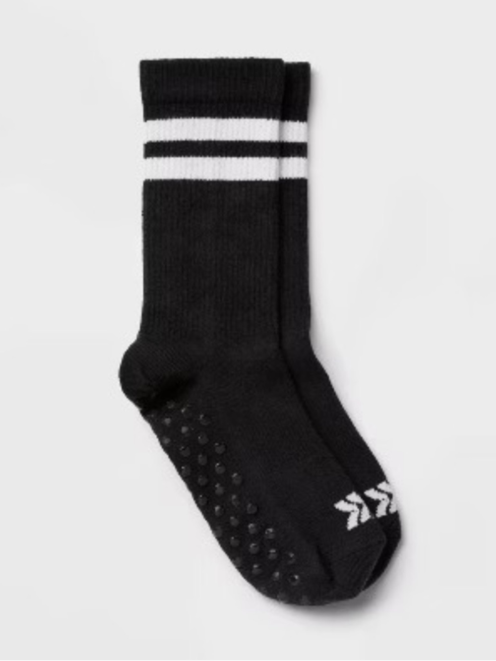 all in motion Black Yoga Crew Socks with White Double Stripes